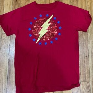 Boys Large, size 12-14 The Flash reversible sequins shirt